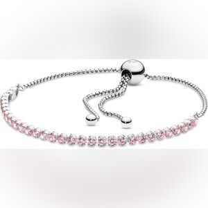 Pandora Pink Sparkling Slider Tennis Cubic Zirconia Bracelet in Sterling Silver